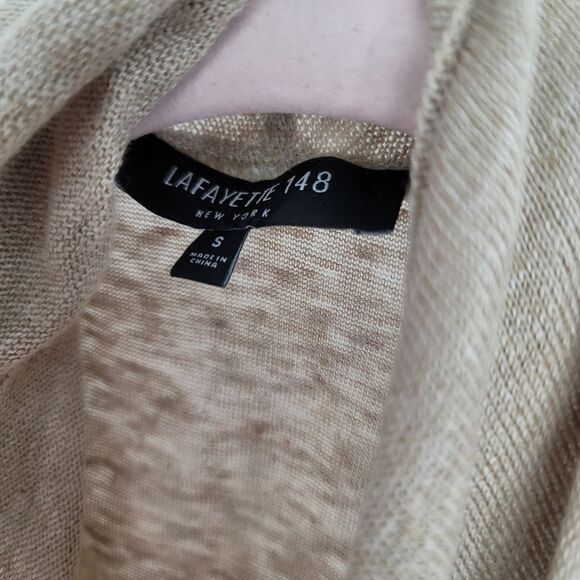 Lafayette 148 tan waterfall front linen vest - Picture 5 of 9